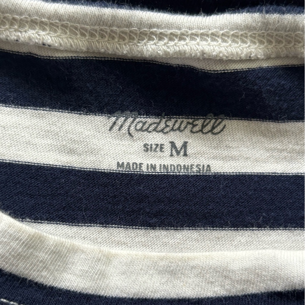 Madewell Navy and White Striped Tee with Lavender - Picture 6 of 7